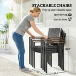 Outdoor Dining Set for 4, Patio Table and Chairs Set with 59" Rectangle Acacia Wood Table and 352 LBS Stackable Chairs - Image 5