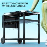 Outdoor Bar Cart Grill Table with Stainless Steel Tabletop, Wheeled Outdoor Serving Cart Prep Table with Storage, Hooks - Image 7