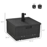3-in-1 Outdoor Umbrella Base, Coffee End Table, Flower Box Planter, 175lbs Capacity Patio Umbrella Stand Table with Wheels and Handles - Image 3
