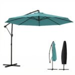 10 ft Offset Patio Umbrella with Cover, Hanging Cantilever Umbrella with 360° Rotation, Crank Handle, Tilt - Image 10