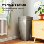 Tall Planters for Outdoor Plants Set of 3, 28 In Taper Planters with Drainage Holes, Indoor Grande Plant Pots, Front Porch Decor, Grey - Image 7