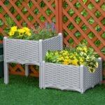 2-Piece Raised Garden Bed with Legs, Self-Watering Planter Box Raised Bed to Grow Flowers, Herbs & Vegetables, Gray - Image 2