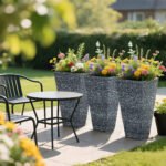 Tall Planters for Outdoor Plants Set of 3, 24 In Taper Planters with Drainage Holes, Rattan Decor Plant Pots for Indoor Outdoor Front Porch Patio Backyard, Gray - Image 8