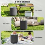 2.6 Gal Outdoor Side Table, 3-In-1 Concrete Cooler Bar Table with Storage, Removable Ice Bucket and Lid, Charcoal Gray - Image 4