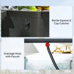 104 Quart Large Capacity Outdoor Cooler Cart, Patio Rolling Ice Chest with Bottle Opener Shelves Wheels, Black - Image 8