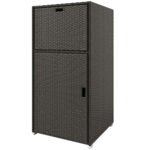 Outdoor Towel Rack for Pool w/ Drawer & Cabinet, Dark Brown