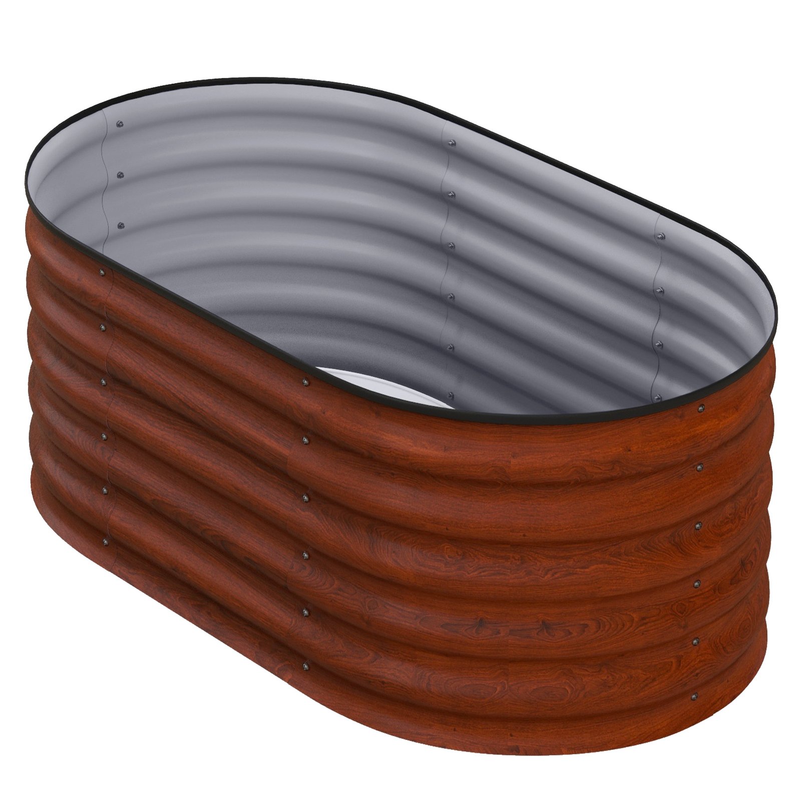 g9Vd6c18bdd836668.jpg 3.4' x 2' x 1.4' Galvanized Raised Garden Bed Kit, Metal Planter Box with Safety Edging, Brown - Image 1