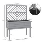 Elevated Wood Planter with Trellis for Climbing Plants, Raised Garden Bed with Legs and Drainage Holes, Gray - Image 3