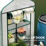 Mini Greenhouse with Screen Roof, 4 Tier Portable Small Greenhouse with High Strength PE Cover, White - Image 7