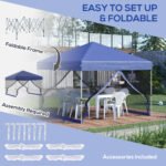 10' x 10' Pop Up Canopy Tent, Tents for Parties with Wheeled Carry Bag, Screen House Room, Height Adjustable Portable Gazebo, for Outdoor, Garden, Patio, Blue - Image 4