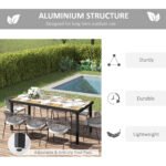 75" x 35" Outdoor Dining Table for 8 People, Rectangular Aluminum Frame Garden Table with All-Weather Faux Wood Top for Lawn, Patio, Natural - Image 5