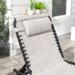 2 Folding Chaise Lounge Pool Chairs with 4-Position Reclining Back, Pillow, Breathable Mesh & Bungee Seat, Dark Blue - Image 8