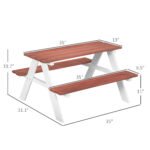 Kids Picnic Table Set, Wooden Table & Bench Set, Kids Patio Furniture Outdoor Toys for Garden, Backyard, Aged 3-8 Years Old, Brown - Image 3