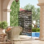 78" H x 48" W Metal Outdoor Privacy Screen, Freestanding Decorative Privacy Fence Screen for Balcony, Black - Image 8