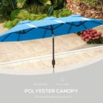 Double-sided Patio Umbrella, 9.5' Outdoor Umbrella with Push Button Tilt and Crank, 3 Air Vents and 12 Ribs, Cyan Blue - Image 7