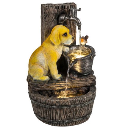 22" Outdoor Fountain with 3-Tier Puppy Theme
