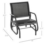 Outdoor Glider Chair, Steel Swing Chai with Curved Armrests for Porch, Garden, Poolside, Balcony, Black - Image 3