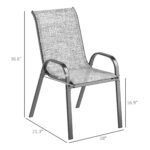 Set of 4 Outdoor Dining Chairs, Stackable Patio Chairs with High Back, Breathable Mesh Seat for Garden Lawn, Mixed Gray - Image 3