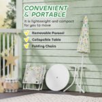 Kids Picnic Table and Chair Set, Outdoor Activity Table with Foldable Chairs, Removable Umbrella for Backyard, White - Image 6