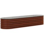 7.9' x 2' x 1.4' Galvanized Raised Garden Bed Kit, Metal Planter Box with Safety Edging, Brown