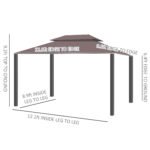 10' x 13' Patio Gazebo, Aluminum Frame Double Roof Outdoor Gazebo Canopy Shelter with Netting & Curtains - Image 3