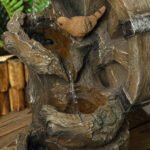 Outdoor Water Fountain, Decorative Garden Birdhouse, 3-Tier Cascading Waterfall with LED Lights and Water Wheel, Soothing Tranquility for Home Garden, Yard Decor - Image 8