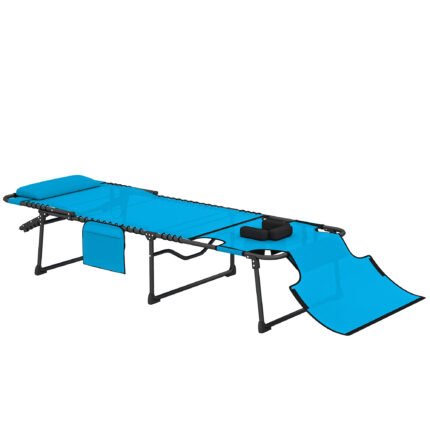 Folding Chaise Tanning Lounge Chair w/ 5-level Reclining Back