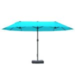 Patio Umbrella 15' Steel Rectangular Outdoor Double Sided Market with base, UV Sun Protection & Easy Crank for Deck Pool Patio - Image 12