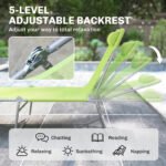 Folding Chaise Lounge Pool Chairs, Outdoor Sun Tanning Chairs with Pillow, Reclining Back, Steel Frame & Breathable Mesh for Beach, Yard, Patio, Green - Image 4