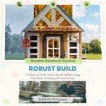 Wooden Kids Playhouse with Pet Door, Play Kitchen, Mailbox, Doorbell, Birdhouse, Fence and Windows for Pretend Play - Image 6