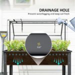 Elevated Garden Box with Greenhouse Cover, Raised Garden Bed with Legs and Drainage Hole for Vegetables, Dark Gray - Image 6
