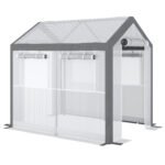 Outdoor Walk-In Tunnel Greenhouse with Roll-up Windows, Zippered Mesh Door, & Weather Cover, 8' x 6' x 7.4' - Image 7