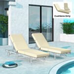 Set of 2 Chaise Lounge Cushion, 4" Thick Outdoor Lounge Chair Cushions with Ties for Patio, 21" x 72 ", Cream White - Image 8