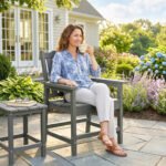 All-Weather Patio Chair, HDPE Patio Dining Chair, Heavy Duty Wood-Like Outdoor Furniture for Garden, Backyard, Deck, Porch, Lawn, Gray - Image 7