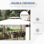 13' x 10' Patio Gazebo Outdoor Canopy Shelter w/ Double Vented Roof, Cream White - Image 4