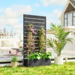Trellis Planter for Climbing Plants, Raised Garden Bed with Trellis, Planter Box for Outdoor Garden, Black - Image 2
