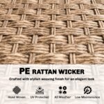 Rattan Wicker Sofa 3-Seater Outdoor Patio Sofa with Cushions for Garden Backyard Porch Dark Blue - Image 6