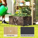 Wooden Raised Garden Bed with Trellis and Roof, Elevated Planter Box with 2 Shelves, Drainage Hole and Liner, Natural - Image 7