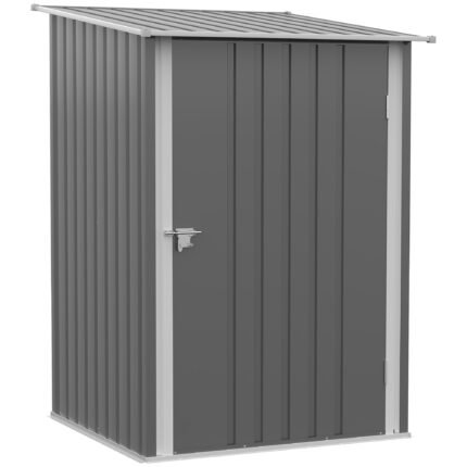 Outdoor 3' x 3' Lean-to Garden Storage Shed with Lockable Doors, Gray