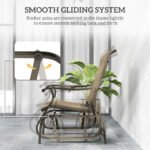 Outdoor Glider Chair Patio Glider Swing Chair with Mesh Seat, Steel Frame for Backyard, Garden, Porch, Light Mixed Brown - Image 4