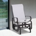 Gliding Lounger Chair, Single Rocker with Lightweight Metal & Mesh Construction, White - Image 7