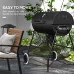 Barrel Charcoal BBQ Grill, Barbecue with 420 sq.in. Cooking Area, Wheels, Ash Catcher, Black - Image 7