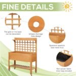 41"x18"x53" Elevated Garden Raised Bed with Shelf and Wheels Solid Wood Planter Flower Herb Boxes for Vegetables Flower Outdoor/Indoor - Brown - Image 6