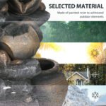 28.3" Solar Water Fountain, 4-Tier Resin Cascading Jars and Stacked Stones Outdoor Waterfall Fountain with LED Lights - Image 7