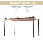 10' x 13' Aluminum Patio Pergola with Retractable Pergola Canopy, Backyard Shade Shelter for Porch, Outdoor Party, Garden, Grill Gazebo, Brown - Image 5