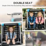 3-in-1 Bike Trailer for Kids, Running Stroller with 2 Seats, Jogging Cart with 5-Point Harness, Storage Units, Blue - Image 5