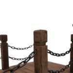 5 ft Wooden Garden Bridge Arc Footbridge with Metal Chain Railings & Solid Fir Construction, Carbonized - Image 8