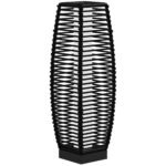 Solar Floor Lamp, Outdoor Rattan Garden Lantern Pathway Light & Decorative Driveway Lighting, Black
