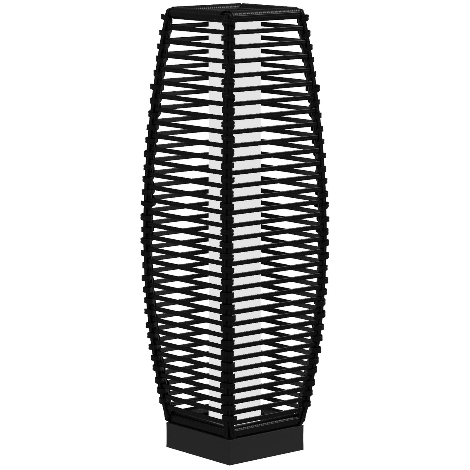 gqvf3519494e7ba79.jpg Solar Floor Lamp, Outdoor Rattan Garden Lantern Pathway Light & Decorative Driveway Lighting, Black - Image 1