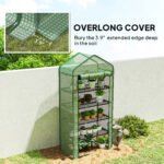 5 Tier Mini Greenhouse, Small Portable Greenhouse with PE Cover, Roll-Up Zippered Door, 76" x 35.4" x 19.3", Green - Image 8